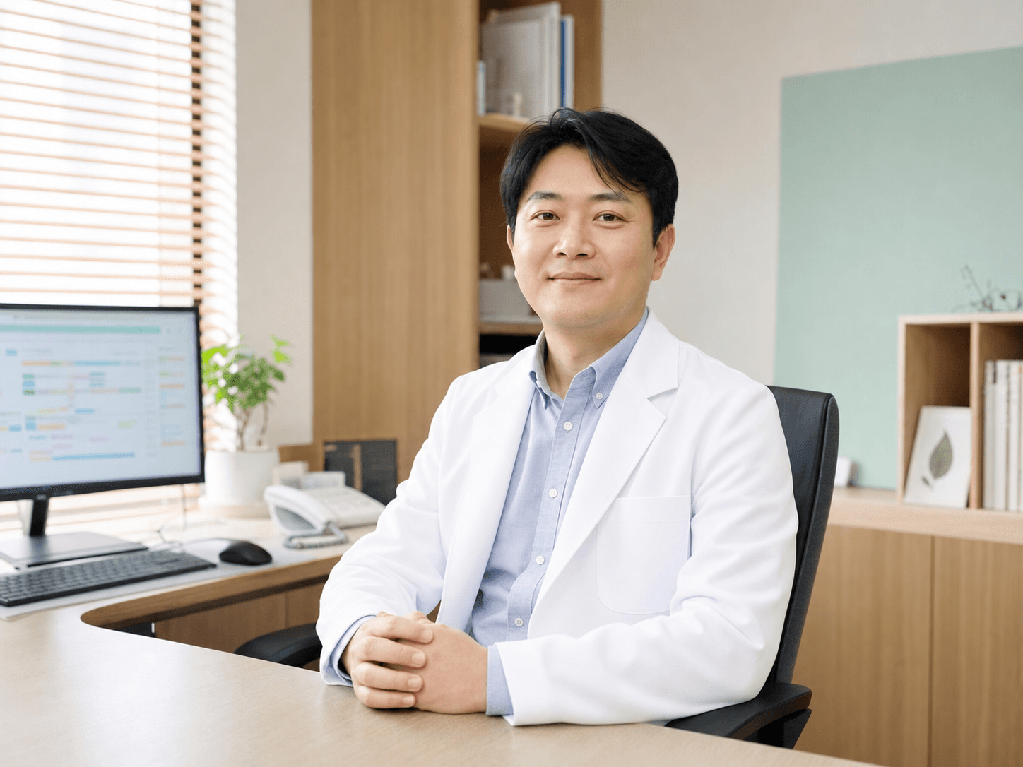차분한 상담실의 가상 의료진 AI 이미지